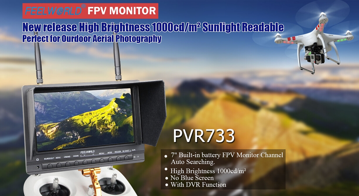 FeelWorld PVR733 7 Inch HDMI DVR 5.8G 32CH Wireless FPV HD Monitor 