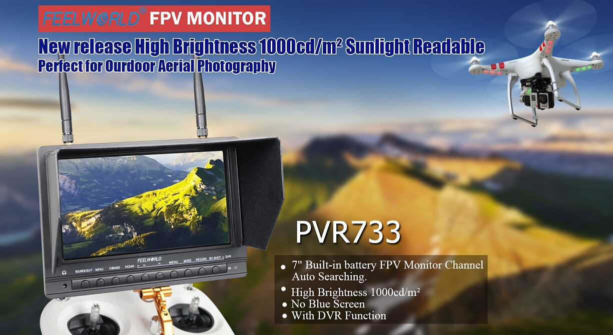 FeelWorld PVR733 7 Inch HDMI DVR 5.8G 32CH Wireless FPV HD Monitor