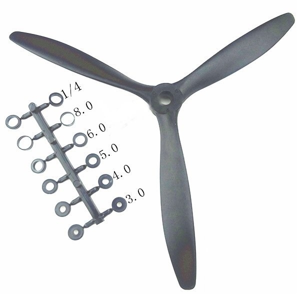 QTmodle 8060 8x6 inch Efficient 3 Leaf Blade Propeller for RC Airplane