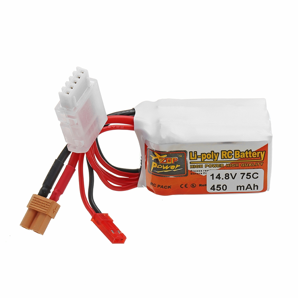 ZOP POWER 14.8V 450mAH 75C 4S Lipo Battery With JST/XT30 Plug For RC Models