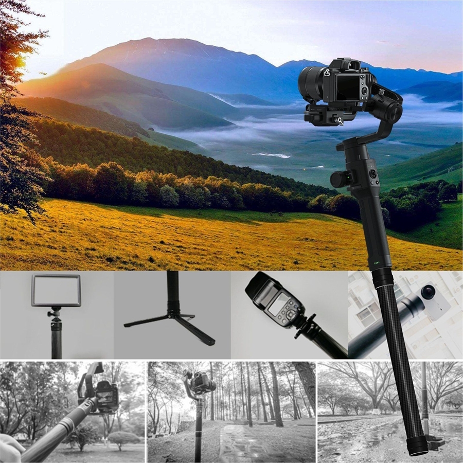 350mm 13.8 Inch Carbon Extension Stick Rod with 1/4 3/8 Adapter For DJI Ronin-S Handheld Gimbal