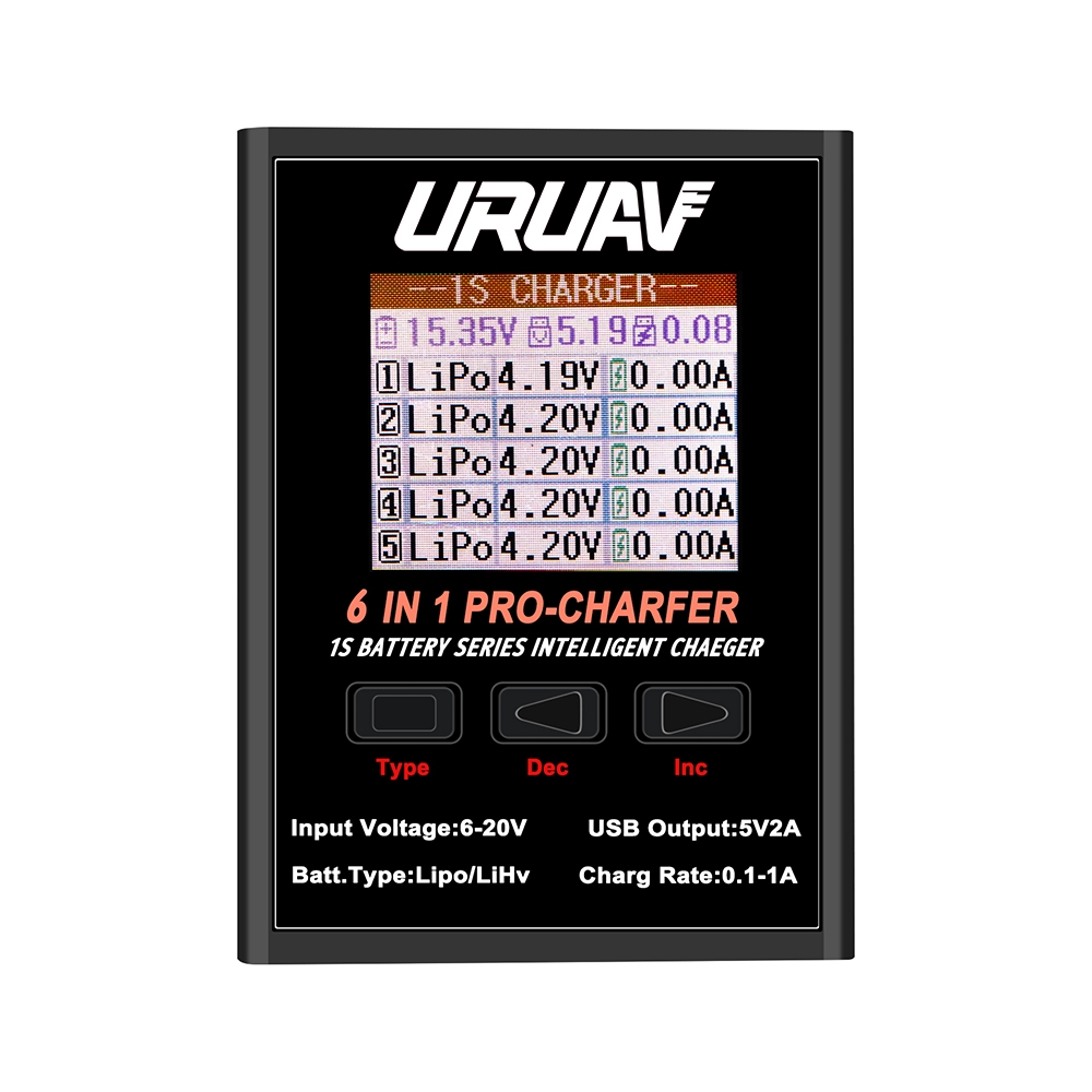 URUAV 6 in 1 PRO 6x4.35W 6X1A Battery Charger for 1S LiPO Battery Charger With Micro MX mCPX JST