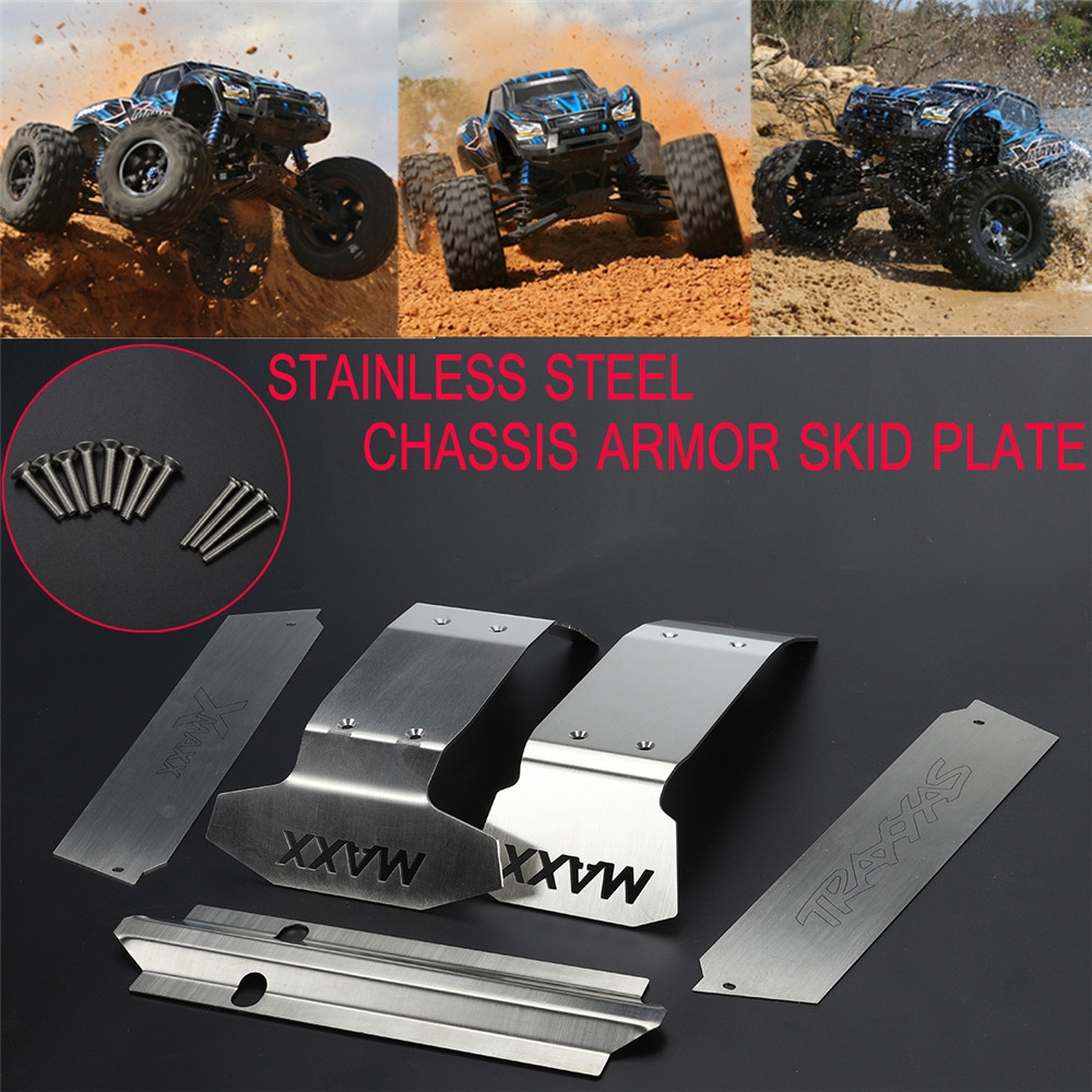 1 Set Stainless Steel Chassis Protector Guard Armor Skid Plate for 1/5 Traxxas X-Maxx