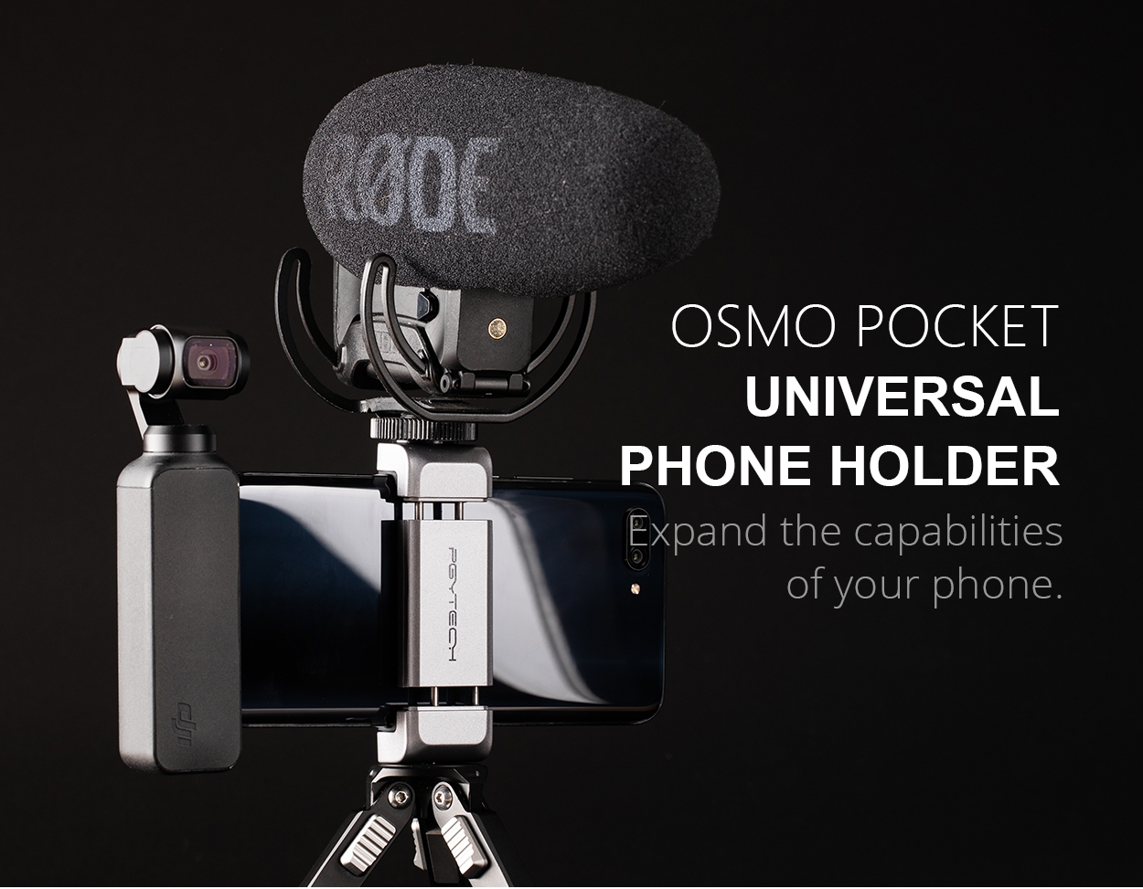 PGYTECH Aluminum Universal Phone Holder For DJI OSMO Pocket 3-Axis Stabilized Handheld Gimbal Camera