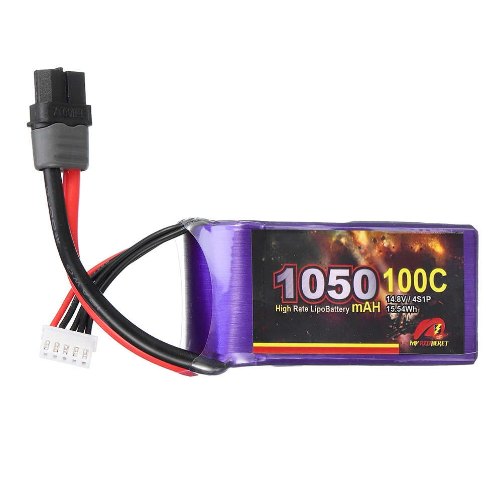 MY Red Beret 14.8V 1050mAh 100C 4S Lipo Battery XT60 Plug for RC FPV Racer Drone