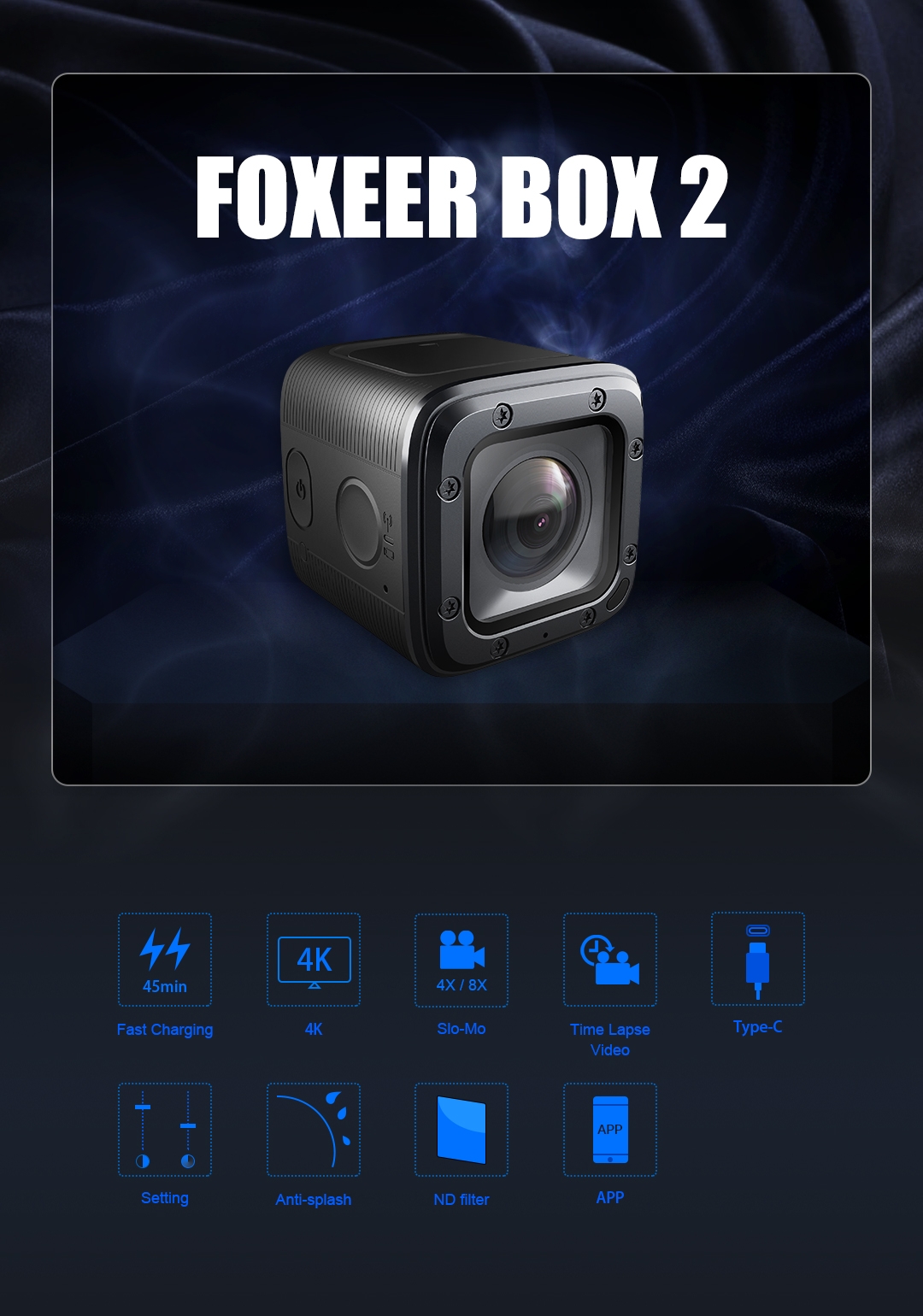 Foxeer Box 2 4K 30Fps HD 155 Degree ND Filter FOVD SuperVison FPV Action Kamerasupport APP Micro HDMI Port