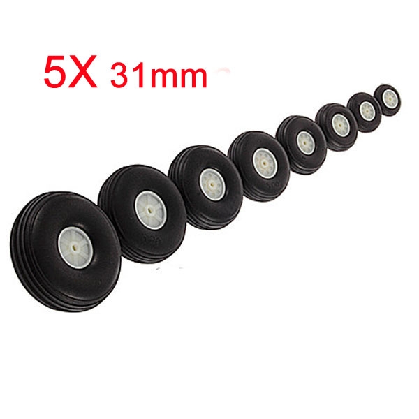 5X 31MM Rubber Wheel For RC Airplane And DIY Robot Tires