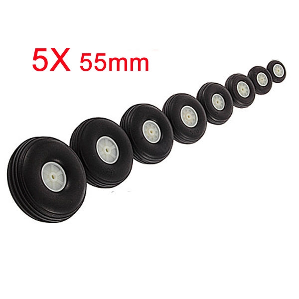 5X 55MM Rubber Wheel For RC Airplane And DIY Robot Tires