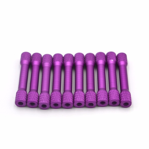 10PCS M3*35mm Single Color Double-head Thin Waist Texture Aluminum Column Green/Blue/Purple/Black