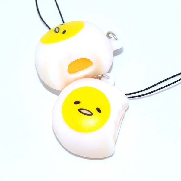 Squeeze Lazy Egg Yolk Stress Reliever Phone Bag Strap Pendent 4cm With Strap - Photo: 3