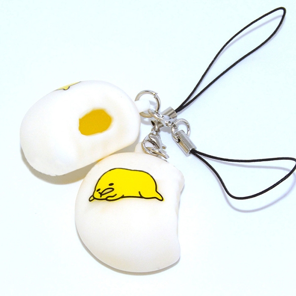 Squeeze Lazy Egg Yolk Stress Reliever Phone Bag Strap Pendent 4cm - Photo: 2