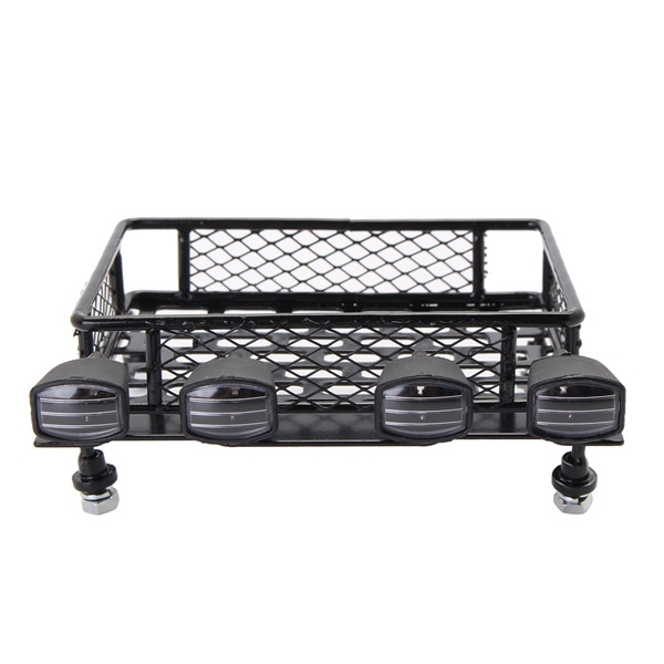 Jazrider Steel Luggage Tray Roof Rack with Light For 1/10 RC Car Truck Tamiya Axial