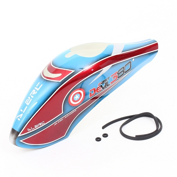 ALZRC Devil 380 FAST RC Helicopter Parts Painting Blue Red Canopy 