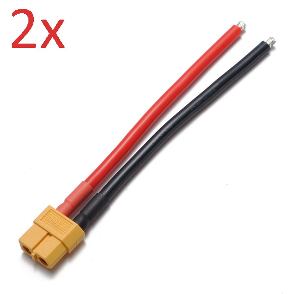 2PCS XT60 Female Plug 12AWG 10cm With Wire