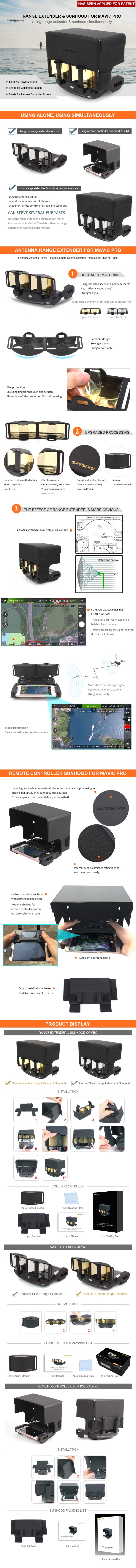 Mirror Foldable Signal Extend Antenna Range Booster Sunshade Cover for DJI Mavic Air Mavic Pro Spark