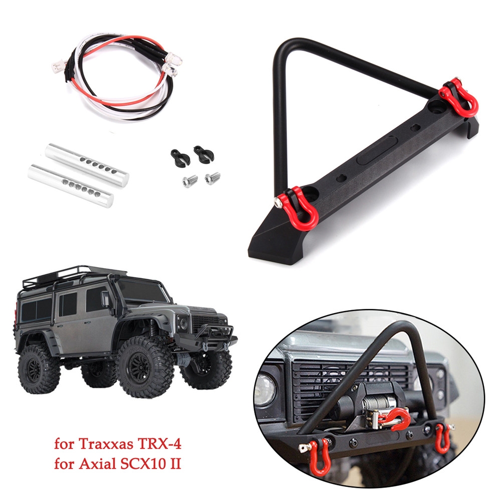 Alloy Front Mounted Bumper w/ LED Light for Traxxas TRX-4 Axial SCX10 II 1/10 RC Crawler Car Parts
