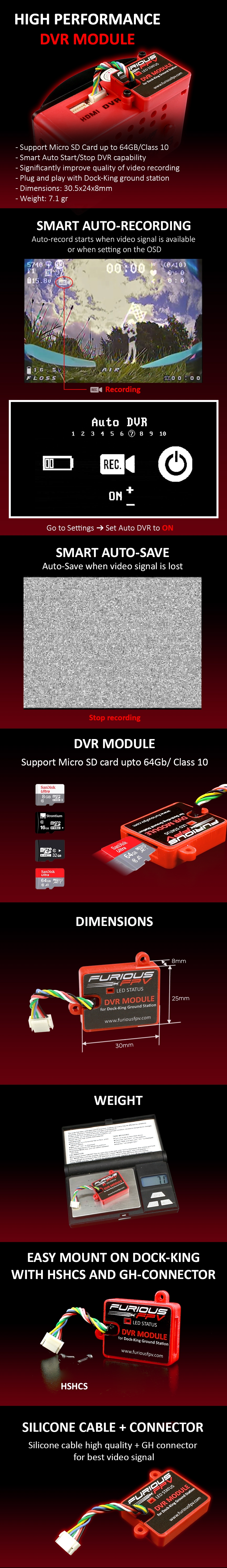 FuriousFPV High Performance DVR Module For Dock-King Ground Station Support Smart Auto Recording