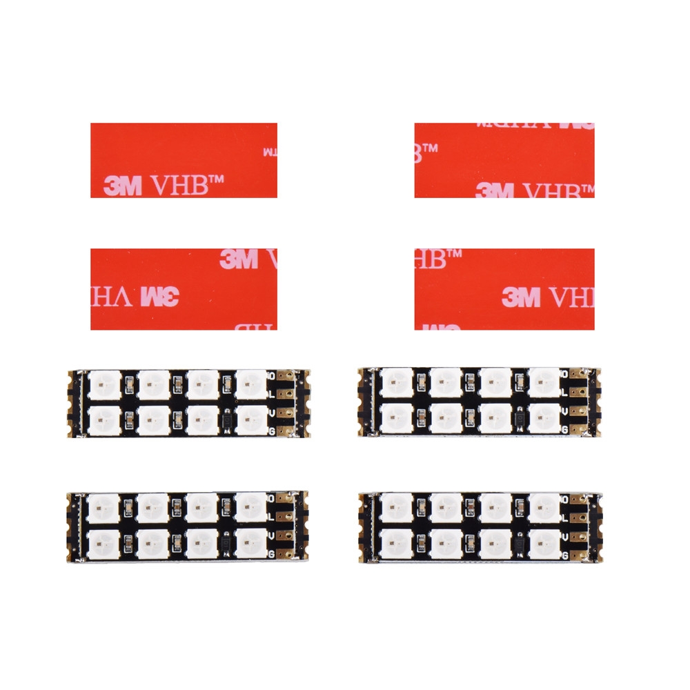 4 PCS 2-12S Mini LED Light Board With 8 WS2812B Lamps for RC Drone FPV Racing