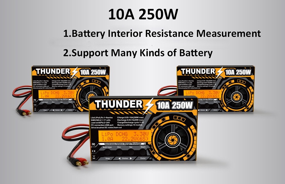 HOTA Thunder 250W 10A DC Balance Charger Discharger For LiPo NiCd PB Battery