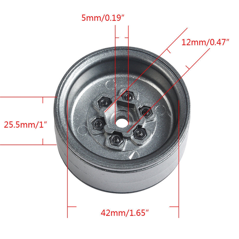 4PCS 1.9Inch Beadlock Alloy Wheel RIMS for 1/10 TRX4 Axial SCX10 RC Crawler Truck Car Parts