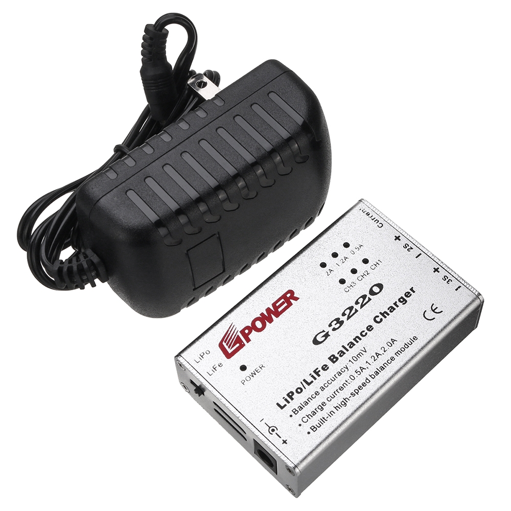 HJ G3220 2A DC Battery Balance Charger with 12V 2A Power Supply Adapter for 2-3S Lipo Battery