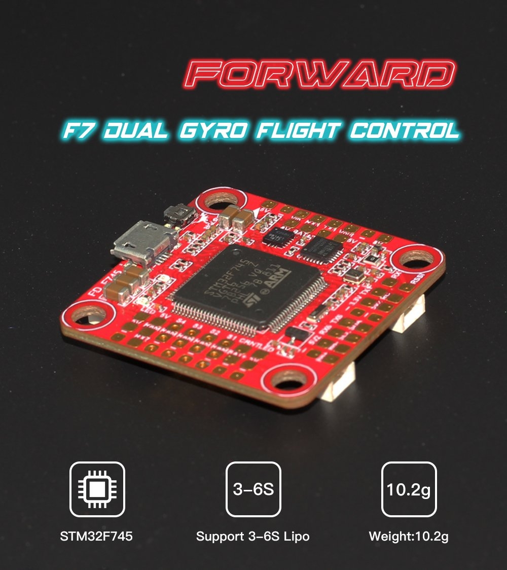 HGRLC Forward F7 Omnibus F7 V2 Dual Gyro 3-6S Flight Controller STM32F745 OSD w/ 5V/3A 8V/1.5A BEC 10.2G 30.5x30.5mm