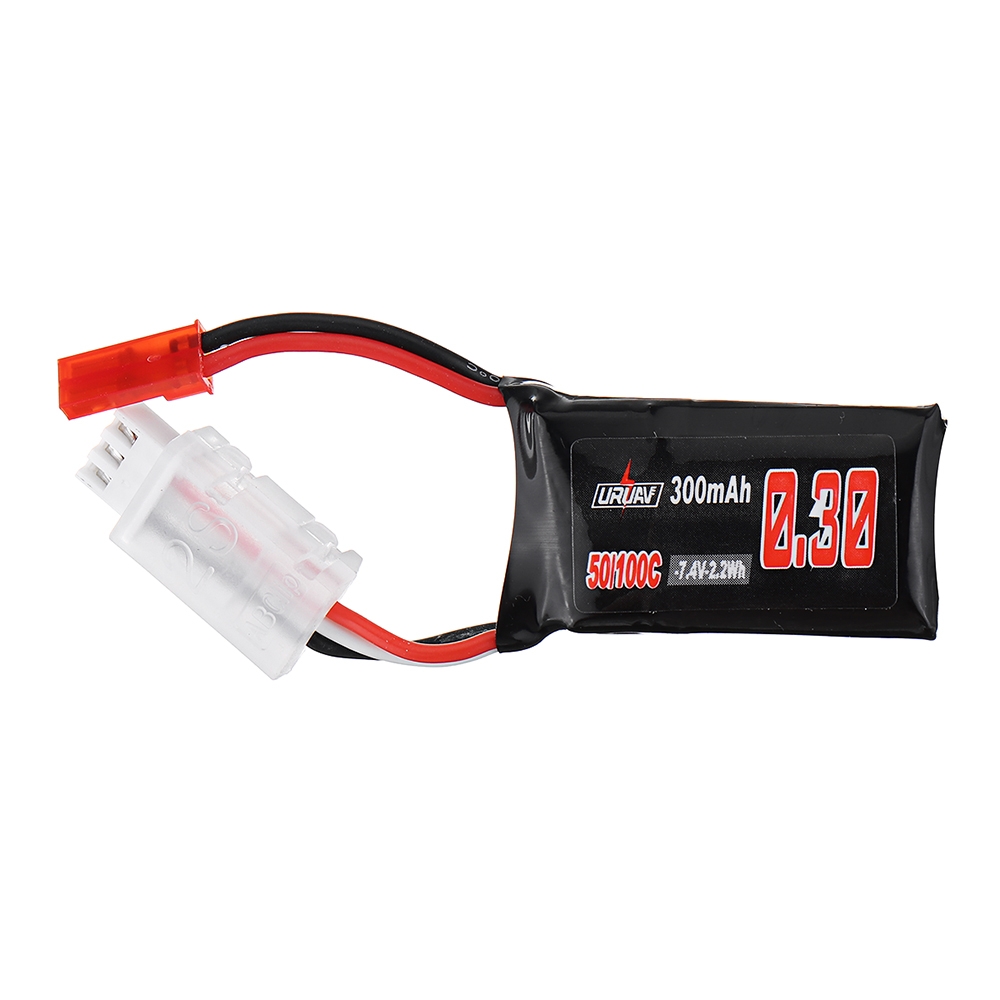 URUAV 7.4V 300mAh 50C/100C 2S Lipo Battery JST Plug for RC Mini Drone