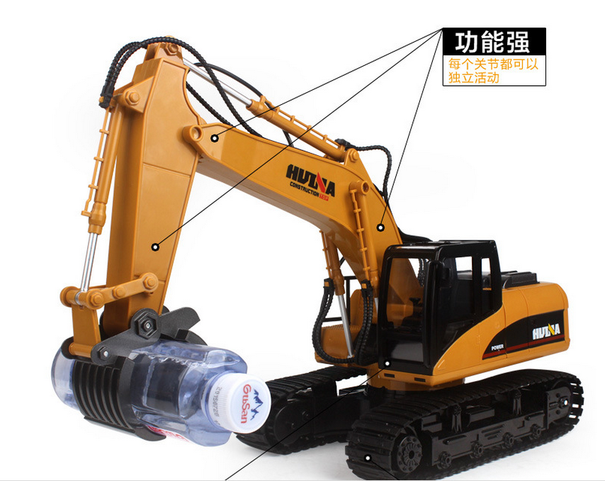 HuiNa 570 2.4G 1/12 RC Excavator 16 Channels Metal Charging RC Car Model Toys