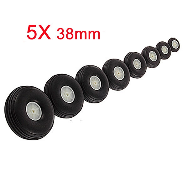 5X 38MM Rubber Wheel For RC Airplane And DIY Robot Tires