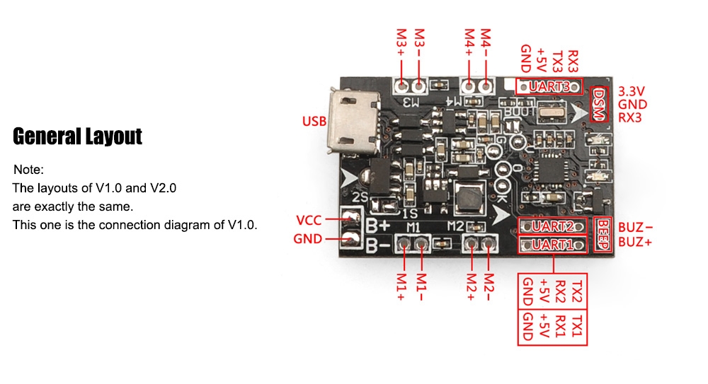 FuriBee SP Racing F3 EVO Brushed V2.0 Flight Controller