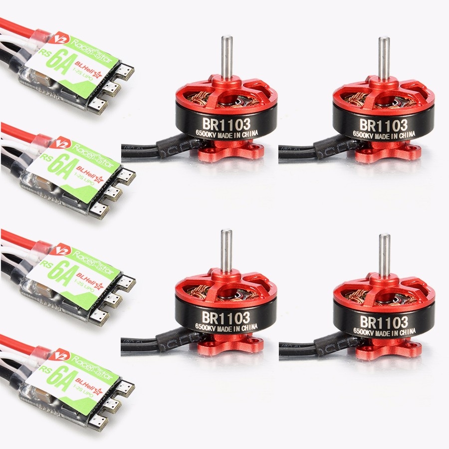 4X Racerstar Racing Edition 1103 BR1103 6500KV 1-2S Motor + 4X RS6A V2 Blheli_S 1-2S ESC D-shot