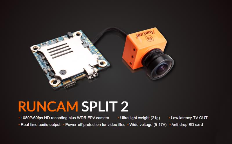 RunCam Split 2 FOV 130 Degree 1080P/60fps HD Recording Plus WDR FPV Camera NTSC/PAL Switchable
